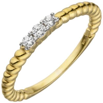 50 - Damen Ring aus 333 Gelbgold mit 3 Zirkonia Goldring | 51857 / EAN:4053258462171