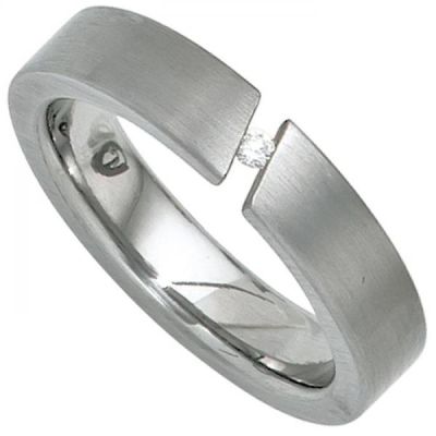 50 - Damen Ring Edelstahl mattiert, 1 Diamant Brillant 0,03ct. | 40871 / EAN:4053258240366