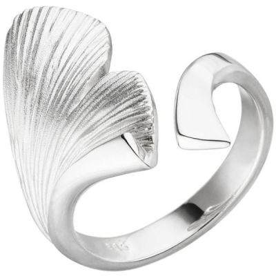 50 - Damen Ring Ginko Ginkgo offen 925 Sterling Silber mattiert Handarbeit | 28997 / EAN:4053258101827