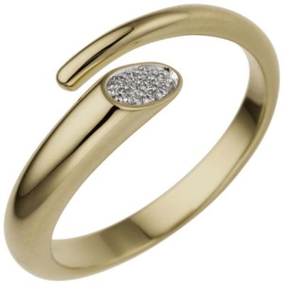 50 - Damen Ring offen 585 Gold Gelbgold 10 Diamanten | 53422 / EAN:4053258516980