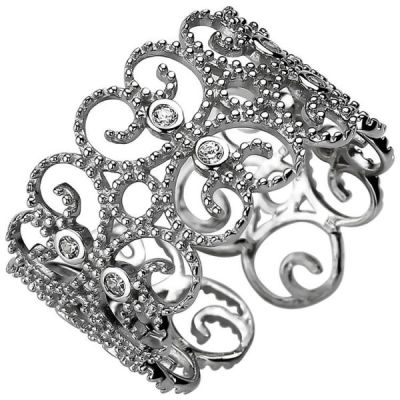 50 - Damen Ring offen 925 Sterling Silber 10 Zirkonia | 52746 / EAN:4053258504611