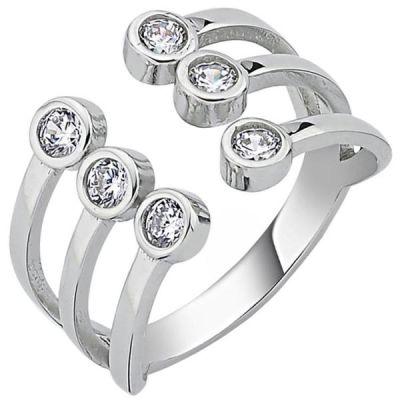 50 - Damen Ring offen 925 Sterling Silber 6 Zirkonia | 52426 / EAN:4053258460399