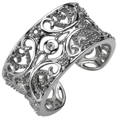 50 - Damen Ring offen 925 Sterling Silber mit 3 Zirkonia | 52749 / EAN:4053258504772