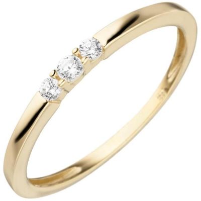 50 - Damen Ring schmal 333 Gelbgold 3 Zirkonia Goldring | 53331 / EAN:4053258523568