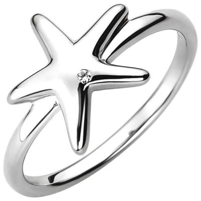 50 - Damen Ring Seestern 925 Sterling Silber mit 1 Zirkonia | 52658 / EAN:4053258505151