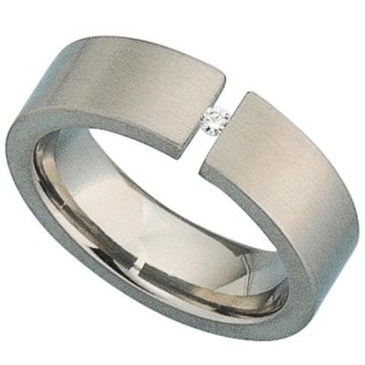 50 - Damen Ring Titan matt 1 Diamant Brillant 0,03ct. | 35431 / EAN:4053258104743