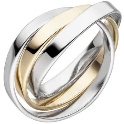 52 - Damen Ring 3-reihig verschlungen 925 Sterling Silber bicolor | 53579 / EAN:4053258531440