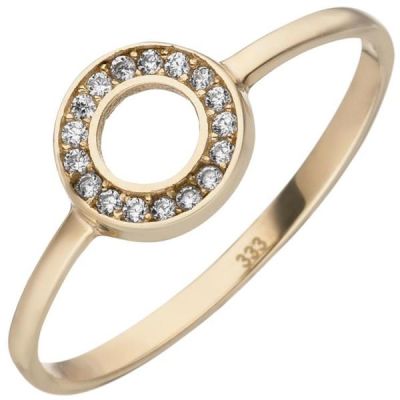 52 - Damen Ring 333 Gelbgold mit 17 Zirkonia Goldring | 53608 / EAN:4053258535295