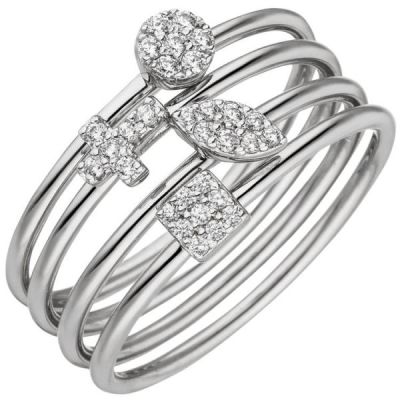 52 - Damen Ring 4-teilig 925 Sterling Silber 30 Zirkonia | 53490 / EAN:4053258529782