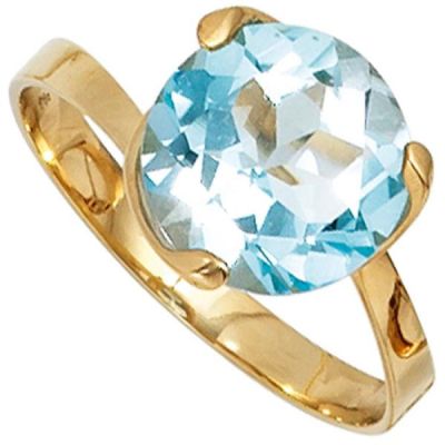 52 - Damen Ring 585 Gold Gelbgold 1 Blautopas hellblau blau Goldring | 35850 / EAN:4053258052013