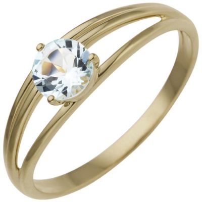 52 - Damen Ring 585 Gold Gelbgold 1 Blautopas hellblau blau | 53376 / EAN:4053258520369