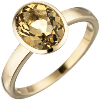 52 - Damen Ring 585 Gold Gelbgold 1 Citrin gelb Goldring Citrinring | 46628 / EAN:4053258315798