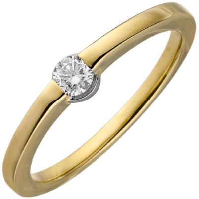 52 - Damen Ring 585 Gold Gelbgold 1 Diamant Brillant 0,15ct. Diamantring | 52518 / EAN:4053258512654