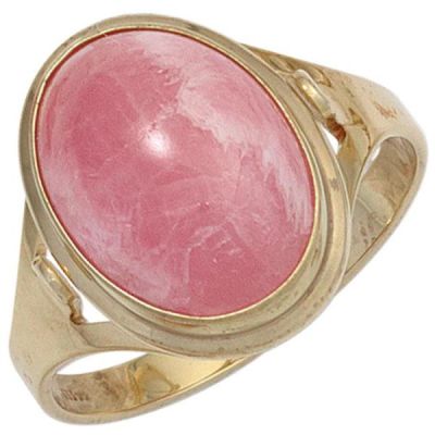 52 - Damen Ring 585 Gold Gelbgold 1 Rhodochrosit rosa Goldring | 42427 / EAN:4053258250341