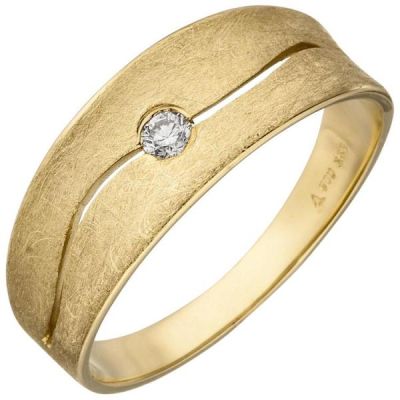 52 - Damen Ring 585 Gold Gelbgold eismatt, 1 Diamant Brillant 0,06ct. | 52539 / EAN:4053258470183