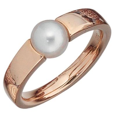 52 - Damen Ring 585 Gold Rotgold 1 Perle Goldring Perlenring | 34655 / EAN:4053258059357