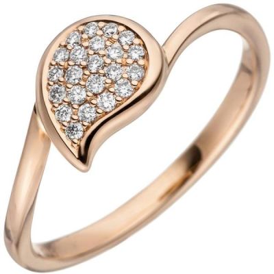 52 - Damen Ring 585 Gold Rotgold 22 Diamanten Diamantring | 48868 / EAN:4053258342619