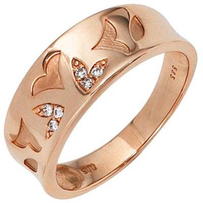 52 - Damen Ring 585 Gold Rotgold 6 Diamanten 0,05ct. Rotgoldring | 39581 / EAN:4053258233481