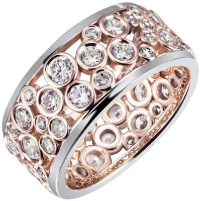 52 - Damen Ring 925 Sterling Silber bicolor 55 Zirkonia | 53477 / EAN:4053258521700