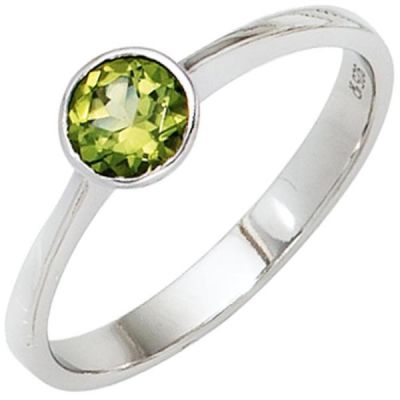 52 - Damen Ring 925 Sterling Silber rhodiniert 1 Peridot grün | 40320 / EAN:4053258237755