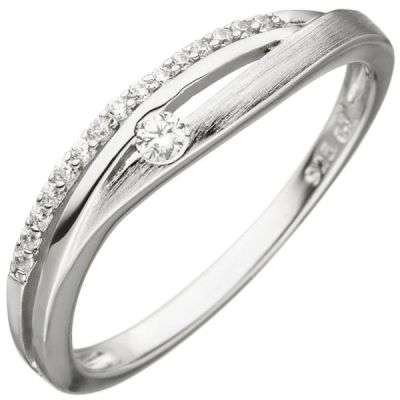 52 - Damen Ring 925 Sterling Silber, teil matt 16 Zirkonia | 49155 / EAN:4053258341438