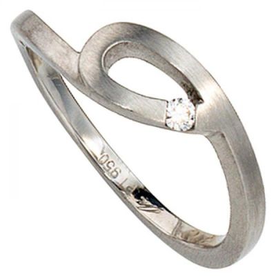 52 - Damen Ring 950 Platin matt 1 Diamant Brillant 0,04ct. Platinring | 32262 / EAN:4053258044070