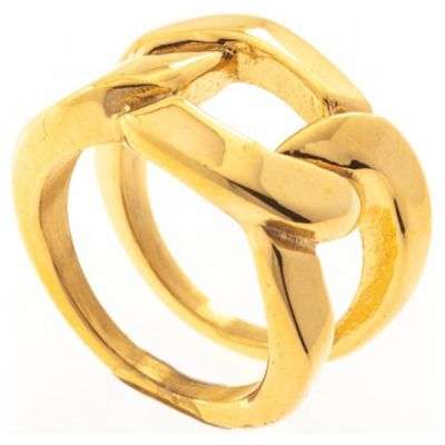 52 - Damen Ring aus Edelstahl gelbgoldfarben beschichtet breit | 54408 / EAN:4053258546512