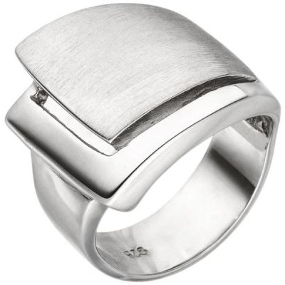 52 - Damen Ring breit 925 Sterling Silber rhodiniert und teilmattiert. | 52430 / EAN:4053258510414