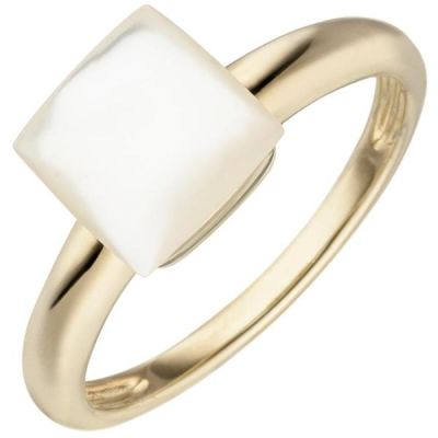 52 - Damen Ring Perlmutt 925 Silber gold 1 Perlmutt-Einlage | 53525 / EAN:4053258530849