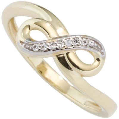 52 - Damen Ring Unendlichkeit Unendlich 333 Gelbgold bicolor mit Zirkonia | 44912 / EAN:4053258291603