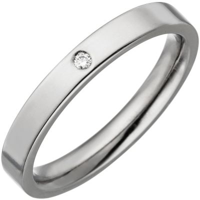 52 - Partner Ring schmal Titan 1 Diamant Brillant Partnerring Titanring | 48971 / EAN:4053258336977