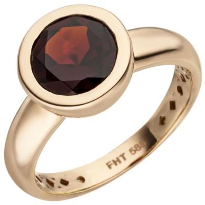 54 - Damen Ring 585 Gold Rotgold 1 Granat rot Goldring Granatring | 50447 / EAN:4053258355343