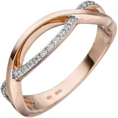 54 - Damen Ring 585 Gold Rotgold 20 Diamanten Diamantring | 48610 / EAN:4053258341780