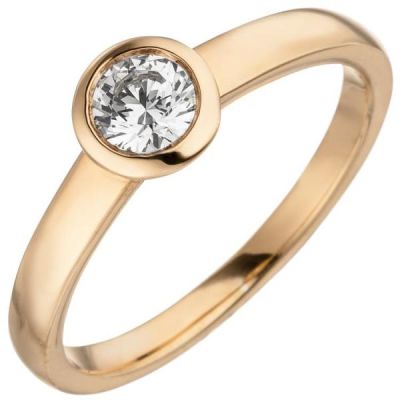 54 - Damen Ring 585 Rotgold, 1 Diamant Brillant 0,15 ct. Diamantring, Solitär | 50808 / EAN:4053258361252