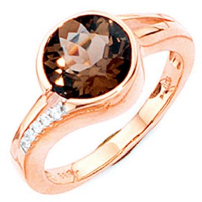 54 - Damen Ring 585 Rotgold 1 Rauchquarz braun 5 Diamanten | 30485 / EAN:4053258050682