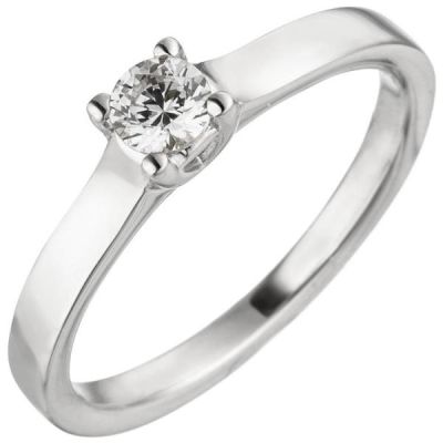 54 - Damen Ring 585 Weißgold, 1 Diamant Brillant 0,15 ct. Diamantring | 50778 / EAN:4053258362150