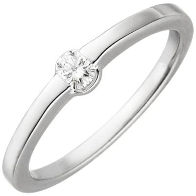 54 - Damen Ring 585 Weißgold 1 Diamant Brillant 0,15ct. Diamantring | 52519 / EAN:4053258512791