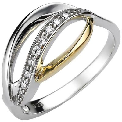 54 - Damen Ring 925 Sterling Silber bicolor 9 Zirkonia | 52700 / EAN:4053258503232