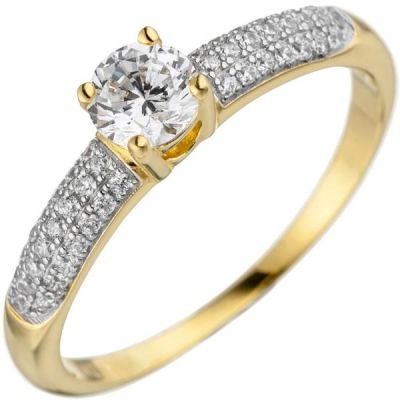 54 - Damen Ring 925 Sterling Silber gold mit Zirkonia | 49426 / EAN:4053258344484