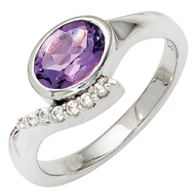 54 - Damen Ring 925 Sterling Silber rhodiniert, Zirkonia lila violett | 40670 / EAN:4053258239674