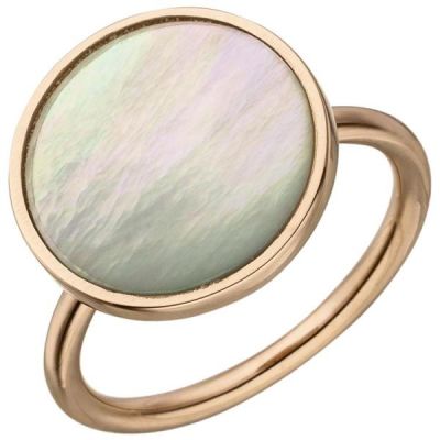 54 - Damen Ring 925 Sterling Silber rotgold 1 Perlmutt-Einlage | 51996 / EAN:4053258466872