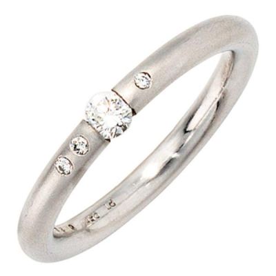 54 - Damen Ring 950 Platin 4 Diamanten 0,20ct. Platinring | 17583 / EAN:4053258043523