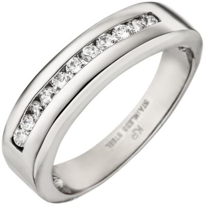 54 - Damen Ring Edelstahl 11 Zirkonia Edelstahlring | 51038 / EAN:4053258359082