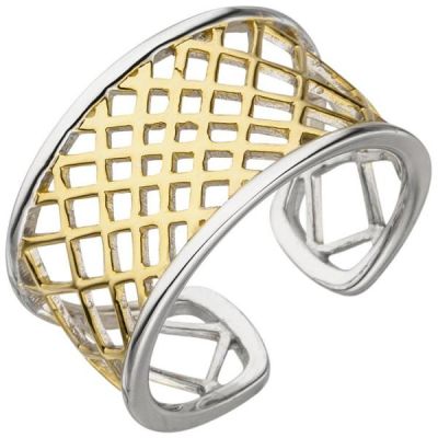 54 - Damen Ring offen 925 Sterling Silber, bicolor | 51980 / EAN:4053258466100