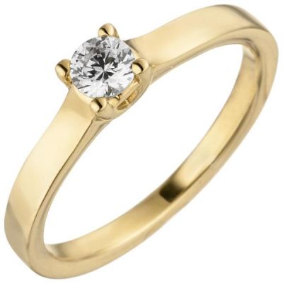 56 - Damen Ring 585 Gelbgold mit 1 Diamant Brillant 0,25 ct. Diamantring Solitär | 50749 / EAN:4053258359532