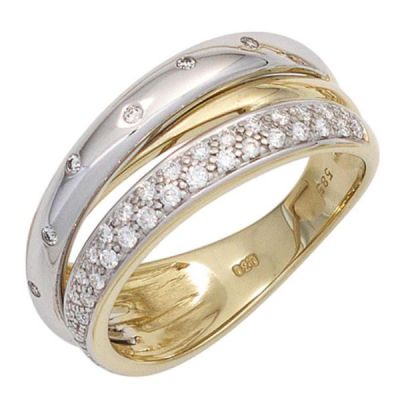 56 - Damen Ring, 585 Gelbgold Weißgold bicolor 41 Diamanten | 42176 / EAN:4053258246399