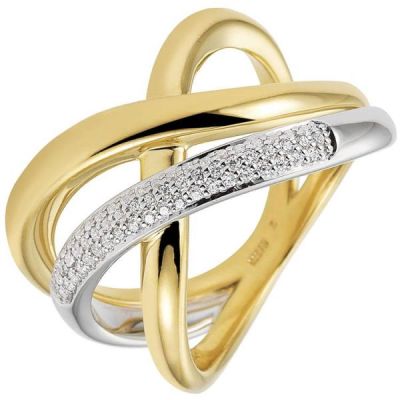 56 - Damen Ring 585 Gelbgold Weißgold bicolor 61 Diamanten | 50488 / EAN:4053258348529