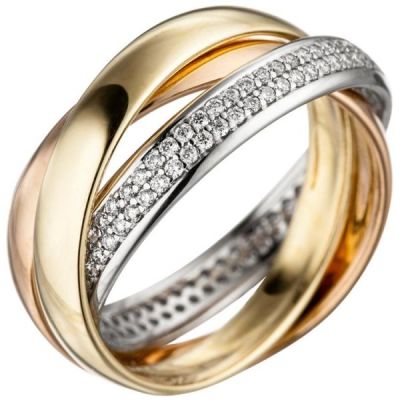 56 - Damen Ring 585 Gold tricolor dreifarbig 122 Diamanten | 46651 / EAN:4053258314081