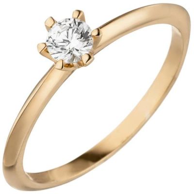 56 - Damen Ring 585 Rotgold 1 Diamant Brillant 0,15 ct. Diamantring Solitär | 50843 / EAN:4053258361702