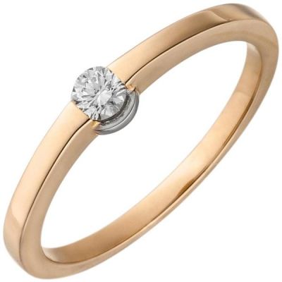 56 - Damen Ring 585 Rotgold 1 Diamant Brillant 0,15ct. Diamantring | 52520 / EAN:4053258512937